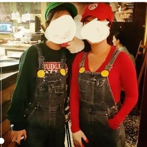 Vintage wide leg jean overalls perfect for Halloween costume